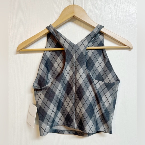 Beyond Yoga Spacedye Refocus Cropped Tank Gray Beyond Argyle Size M NWT - Picture 5 of 8